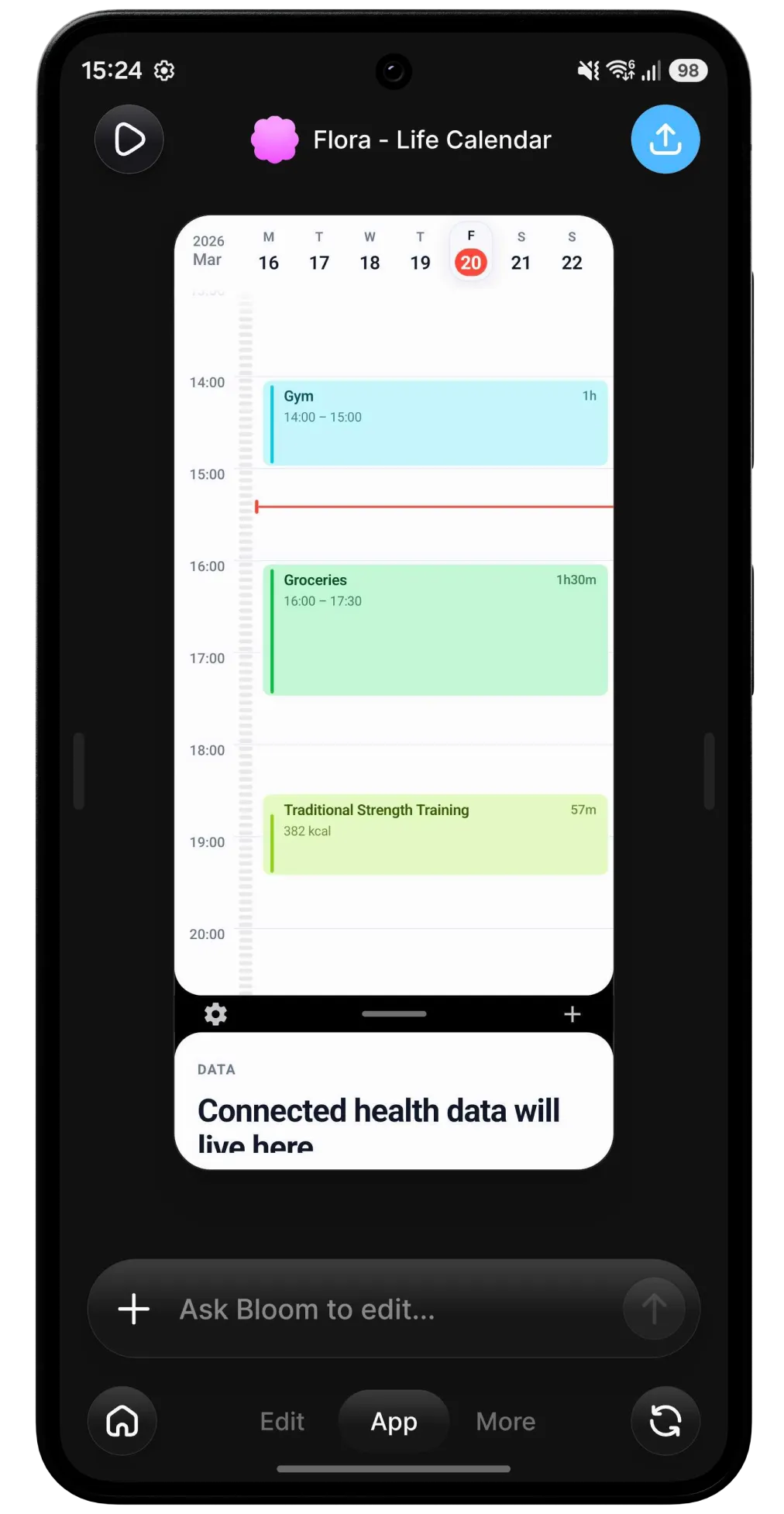 Bloom app running on Android